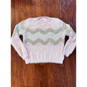 Y2K 90's Ivy Rose Super Fuzzy Sweater Women's Sz XL Furry Soft Fluffy Chevron‎